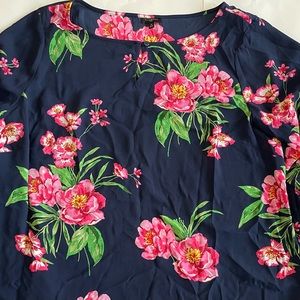 Floral Talbots Keyhole Blouse